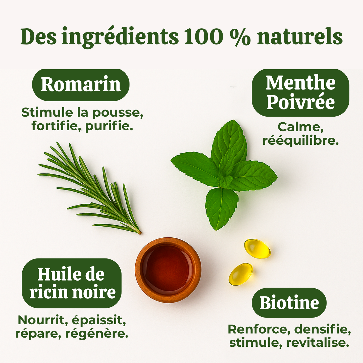 Huile de croissance naturelle pour cheveux